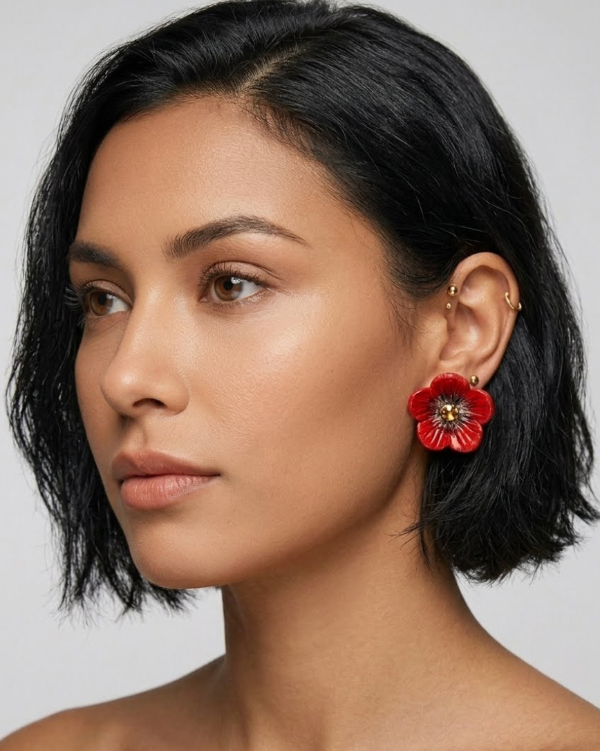 Aros Flor Roja