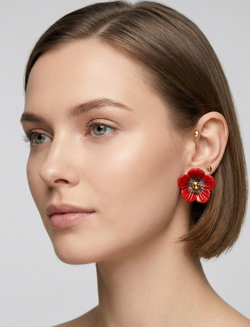 Aros Flor Roja