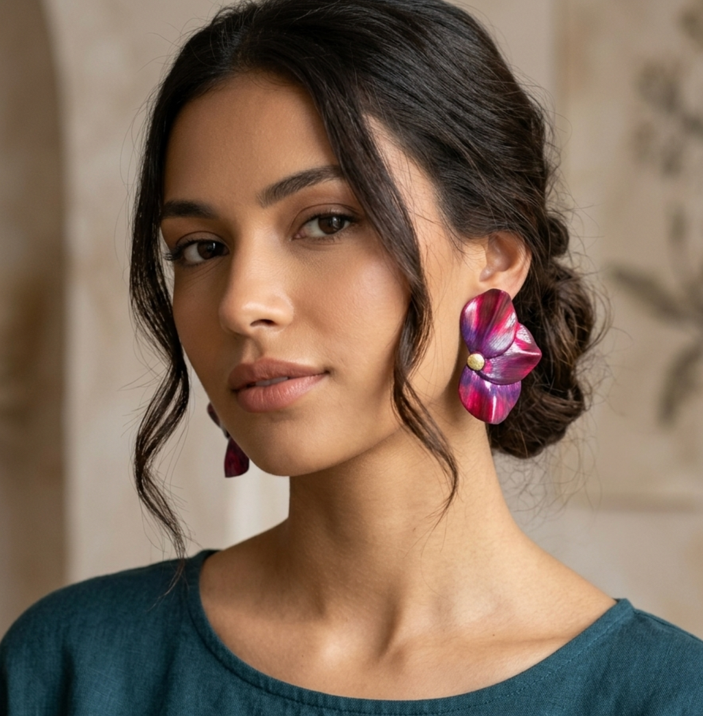 Aros flor Rosado