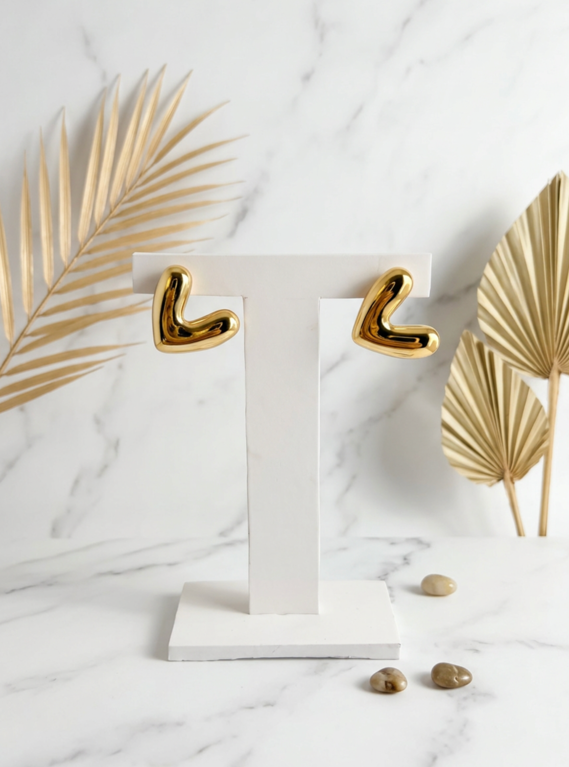 Aros corazón acero dorado