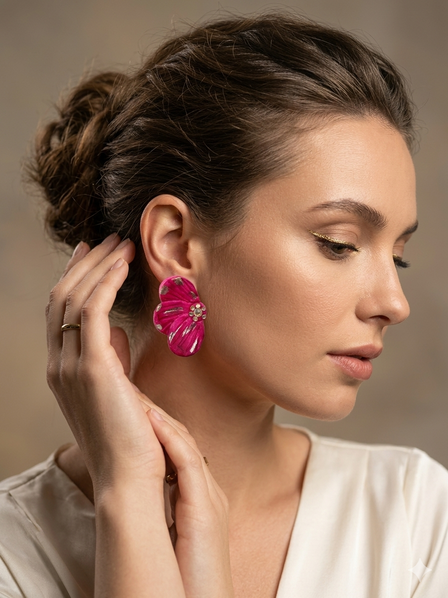 Aros pétalos fucsia