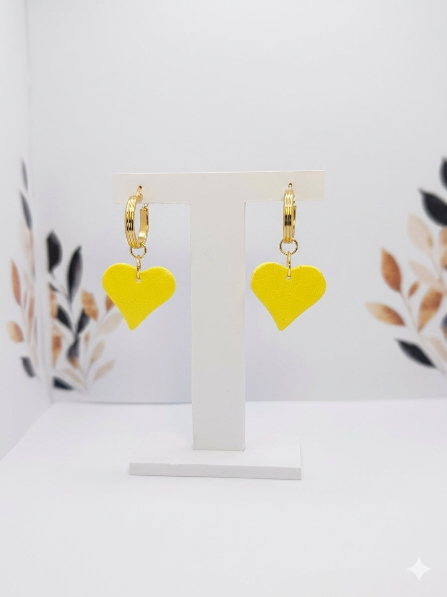 Aros colgantes Corazón amarillo