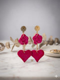 Aros flor corazón fucsia