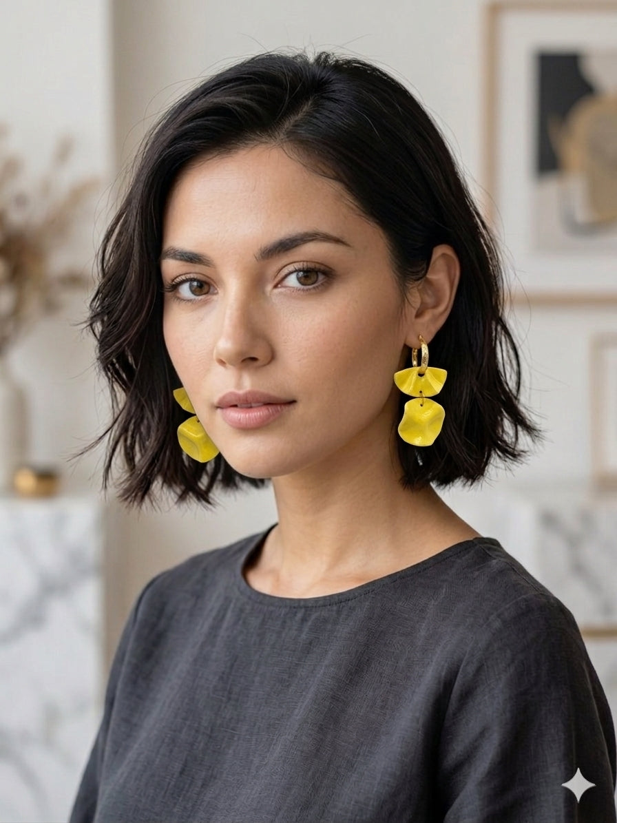 Aros colgantes amarillo